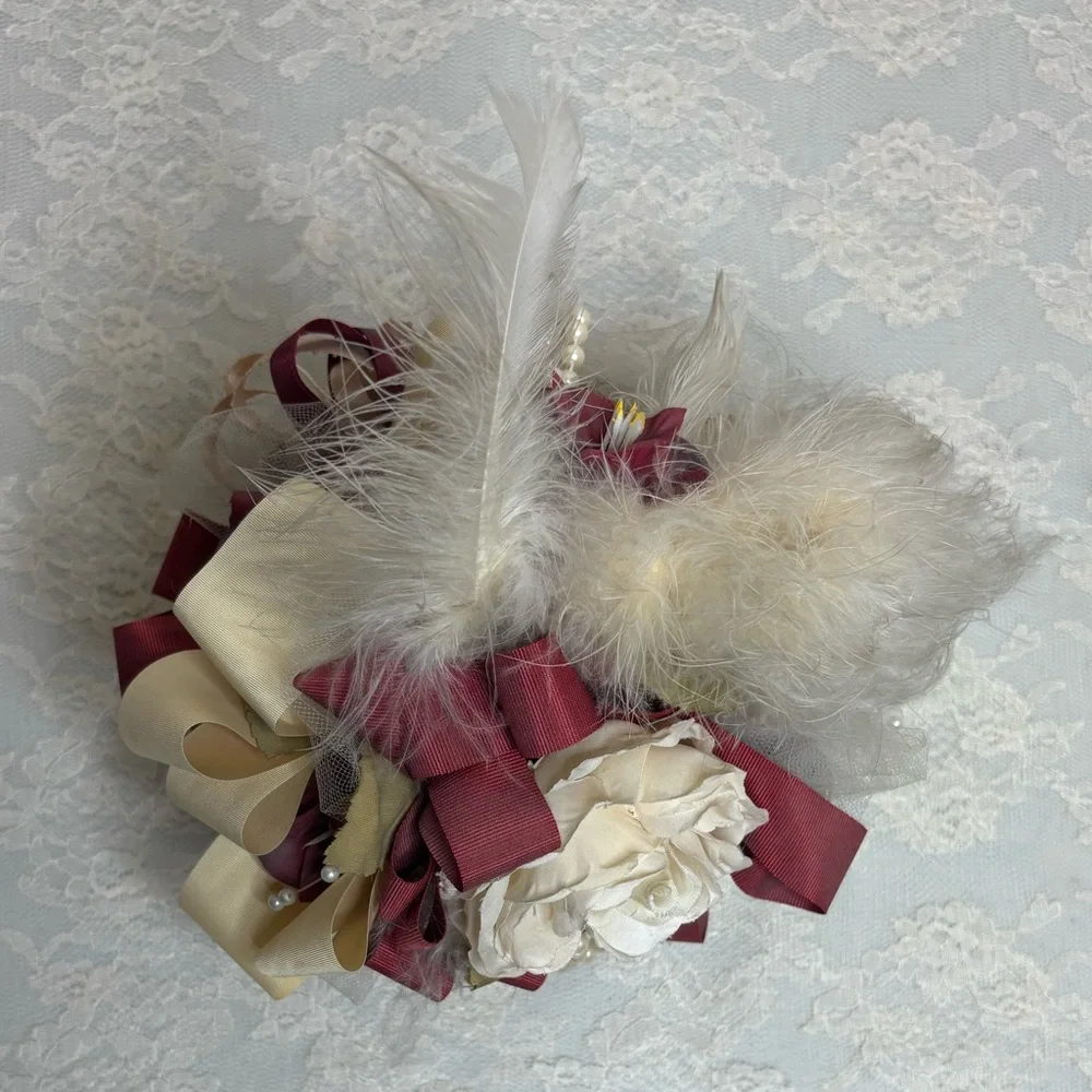 Victorian Lovers Box Handcrafted Woven Wicker Trinket Box Silk Satin Lace Pearls
